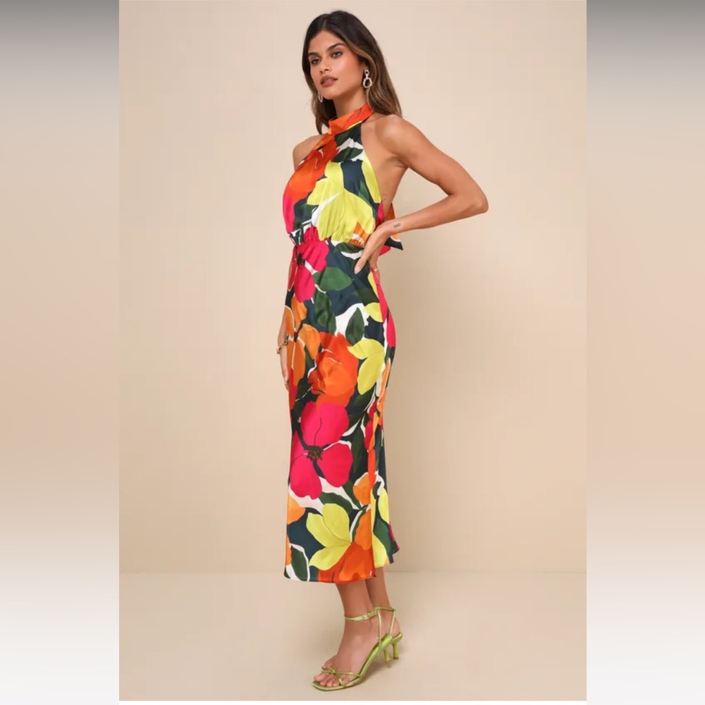 Lulus floral halter midi dress